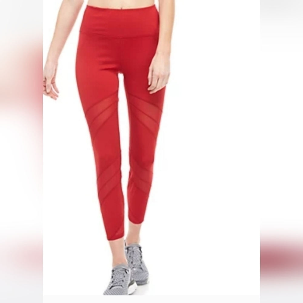 Nanette Lepore Milky Way Red Cropped Mesh Workout Leggings 2x